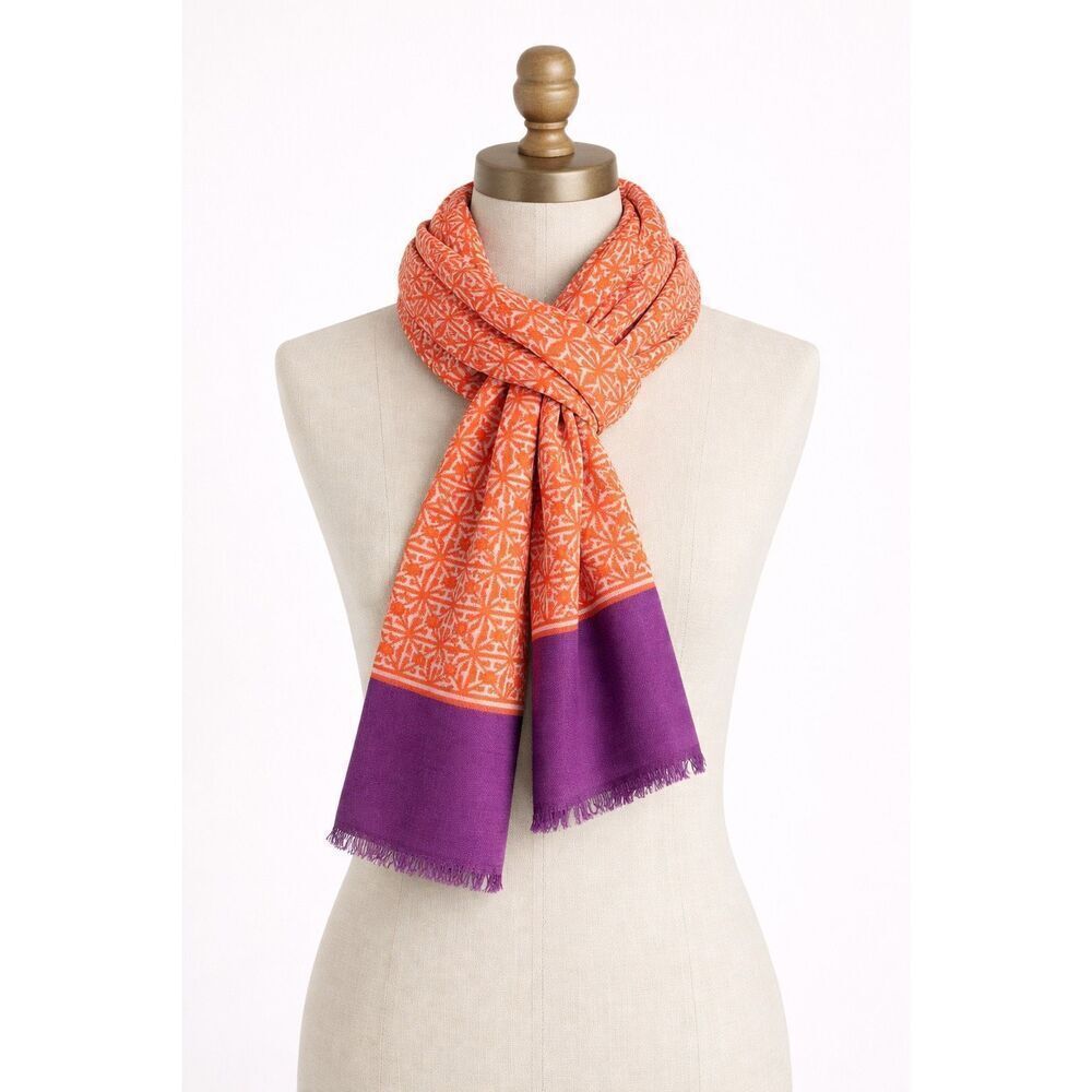 India Hicks Heritage Monogram Scarf Poppy Red Shawl Sarong